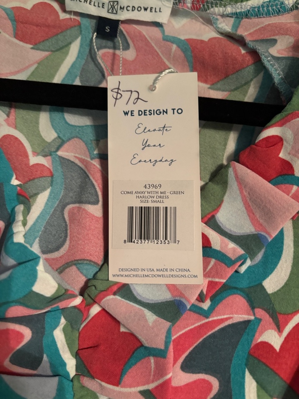 Floral Multicolor Tiered Midi Dress with Ruffle Neckline by Michelle  size small